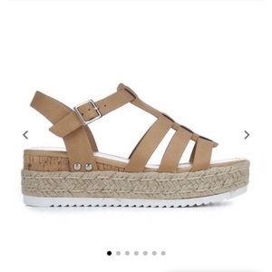 SODA TRADER ESPADRILLE WEDGE SANDALS